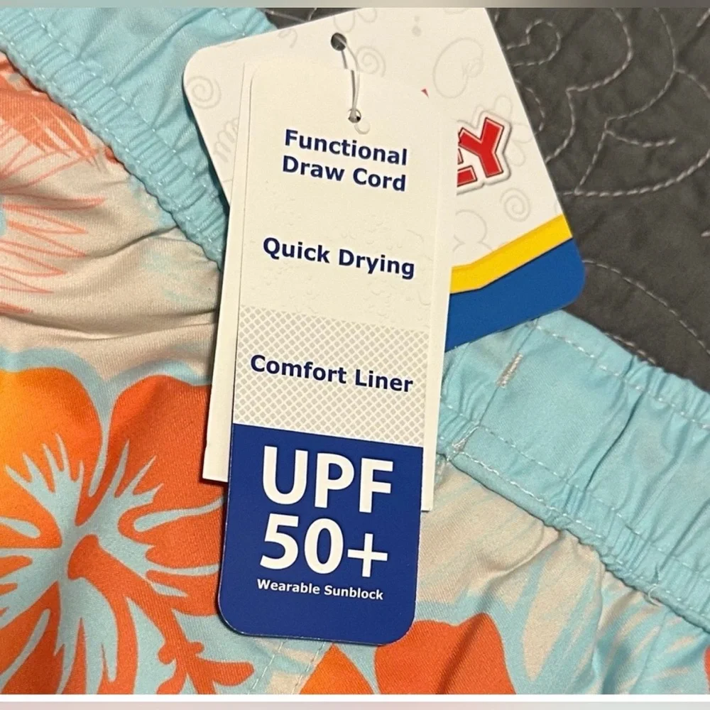 Disney Toddler Boys Surfer Mickey Mouse Aqua/Orange Swim Trunks NWT Size 2T